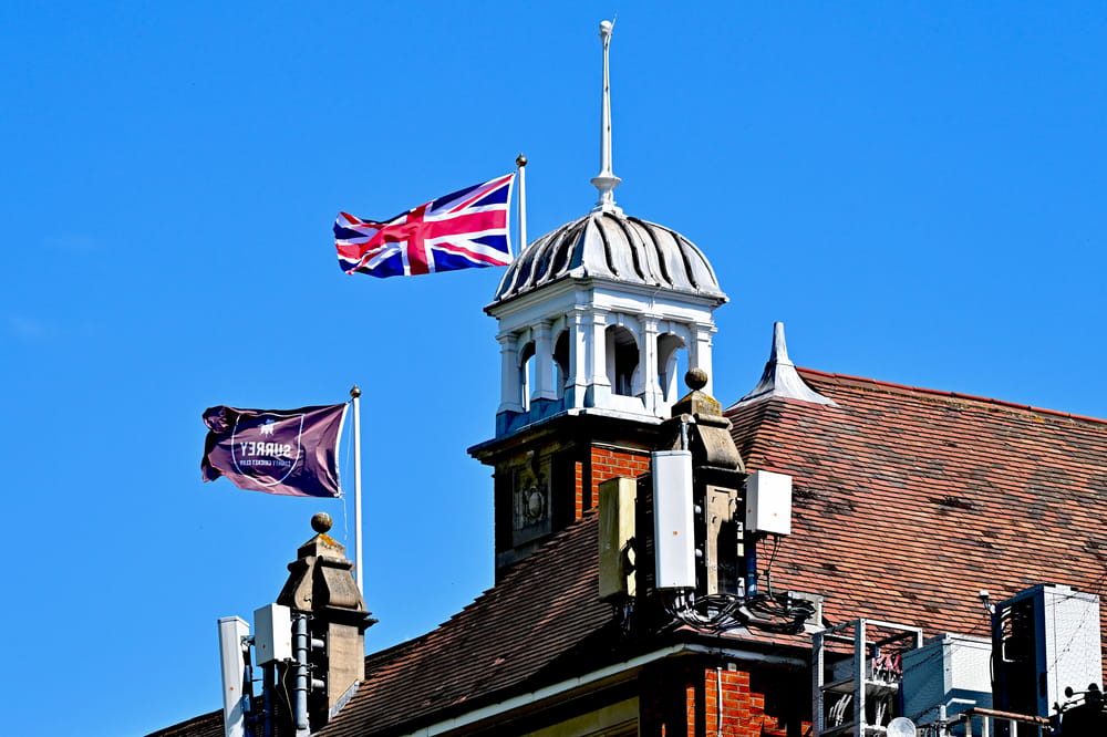 Oval pavilion flags flying