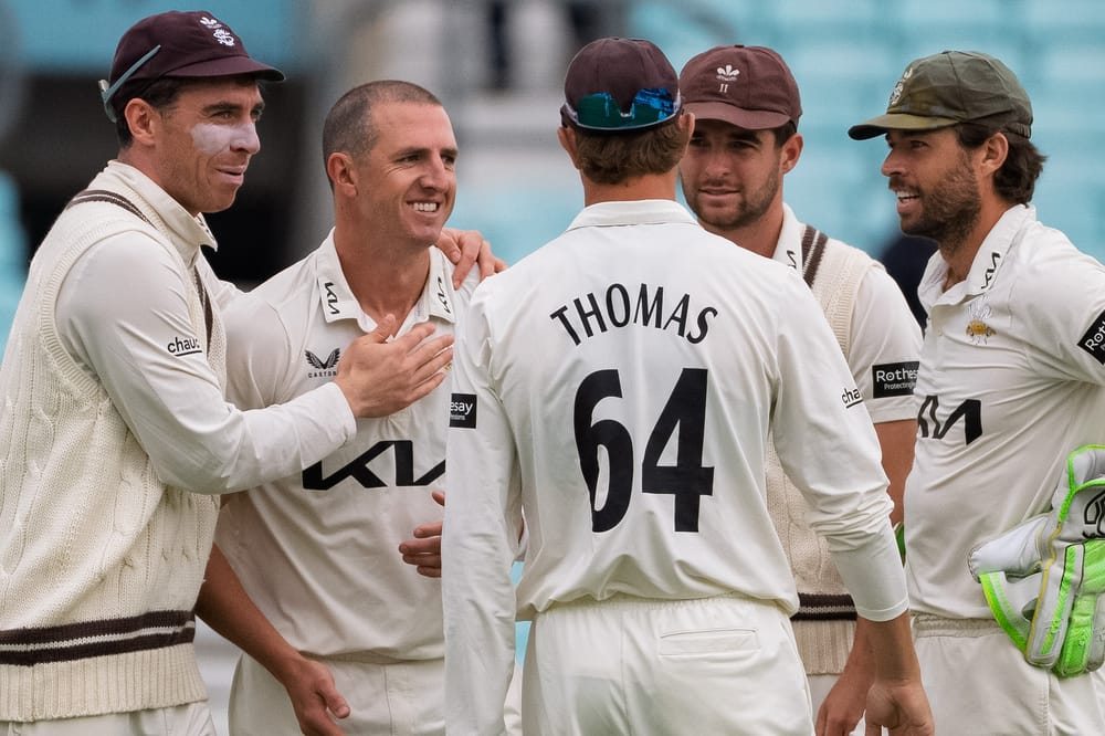 Surrey celebrate wicket v Glamorgan