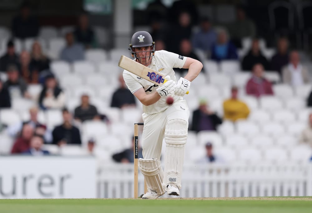 LONDON, ENGLAND - SEPTEMBER 18: Dan Lawrence of Surrey bats during Day Four of the Rothesay County Championship match between Surrey v Nottinghamshire at The Kia Oval on September 18, 2025 in London, England. (Photo by Alex Davidson/Getty Images for Surrey CCC)