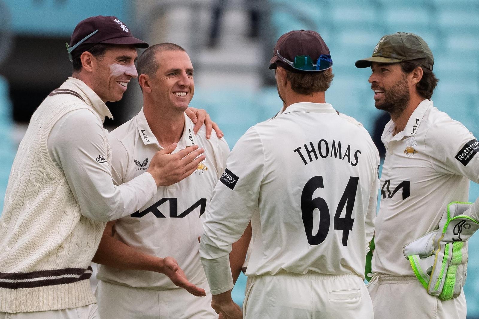 Dan Worrall celebrates a Glamorgan wicket