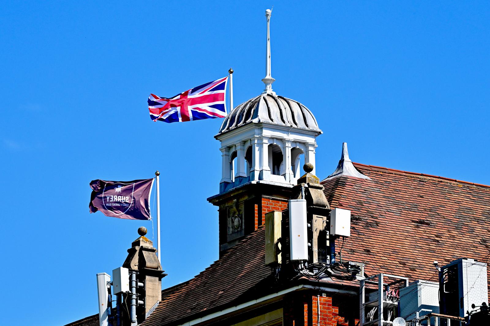 Oval pavilion flags flying