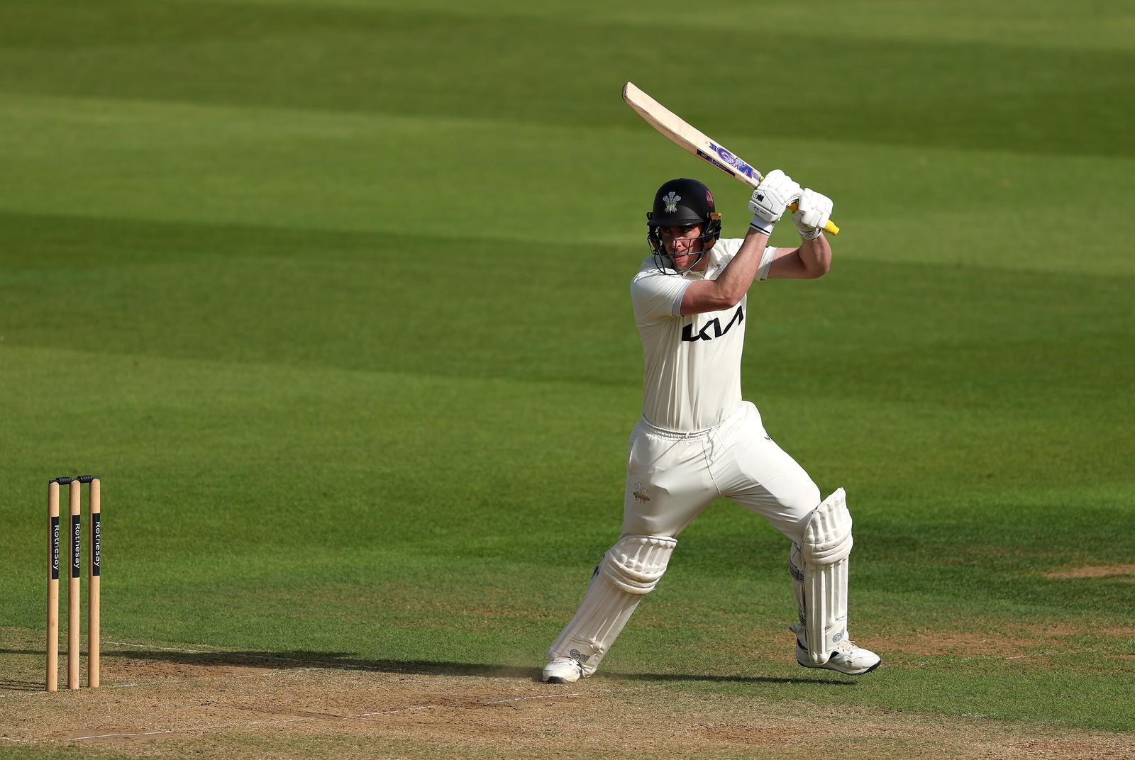 LONDON, ENGLAND - SEPTEMBER 11: Dan Lawrence of Surrey bats during Day 4 of the Rothesay County Championship match between Surrey and Warwickshire at The Kia Oval on September 11, 2025 in London, England.  (Photo by Alex Davidson/Getty Images for Surrey CCC)